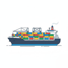 Cargo Ship Isolated on White Background9.eps