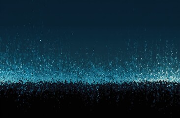 An abstract depiction features teal sparkles fading into a dark ground, against a deep blue gradient backdrop, evoking a sense of depth and luminescence