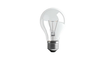 A clear lightbulb, lit, against black