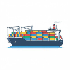 Cargo Ship Isolated on White Background.eps