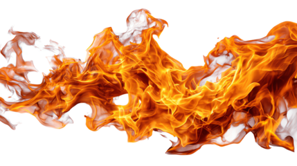 Dynamic and vibrant flames with orange and yellow hues, showcasing movement and energy against a black background. Perfect for adding intensity to designs.