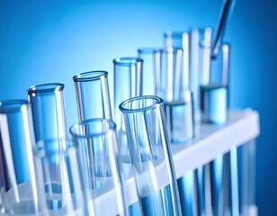 Test tubes with liquids in lab rack