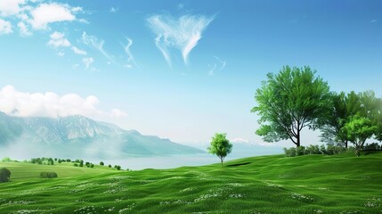 Elegant Scenery Background Images, covering scenes such as lake morning mist, mountain sunset, seaside afterglow, forest stream, flower field terraces. It presents elegant texture with soft tones