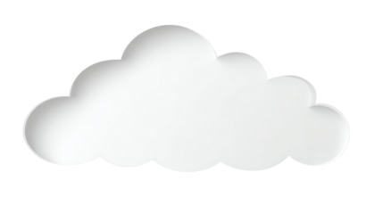 A fluffy white cloud isolated on a transparent background, ideal for creative projects and graphic design, adding a soft and gentle touch to various visual themes.