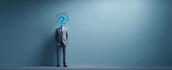 The businessman with a question mark for a head representing uncertainty and identity crisis.