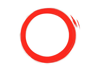 Illustration of a handdrawn red circle with a brush stroke effect isolated on a transparent background on transparent background