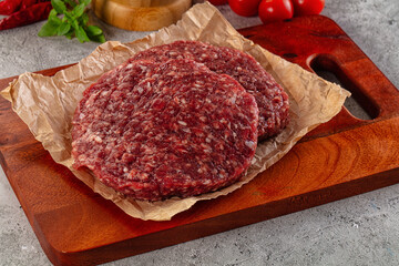 Raw beef burger cutlet for grill