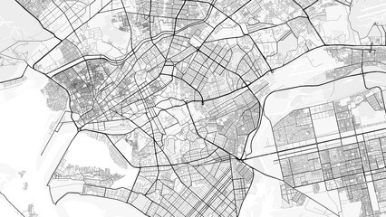 Naklejka premium Karachi City Map. Minimalist black and white line art poster for printing, wallpaper, wall art for home and office decor