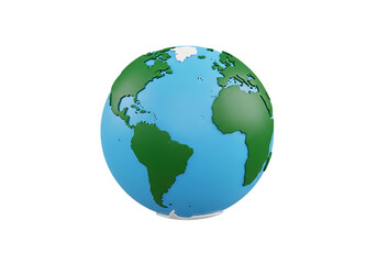 Illustration of 3d globe showing north and south america continents isolated on transparent background on transparent background