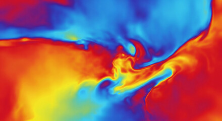 Dynamic Thermal Flow Abstract: Vibrant Swirls of Heat and Cold Energy Representing Fluid Dynamics and Scientific Data Visualization