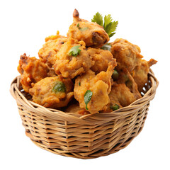 Delicious pakora fried snack isolated on transparent background