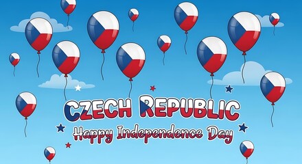Czech Republic Independence Day Celebration with Flag Balloons and Sky