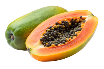 Sweet papaya healthy fruit isolated on transparent background