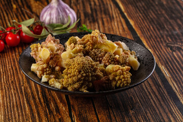 Vegan dietary steamed romanesco cabbage