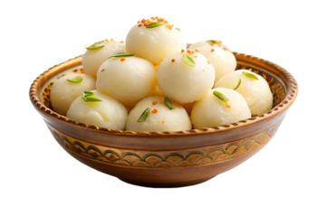 Authentic Bengali rasgulla sweet isolated on transparent background