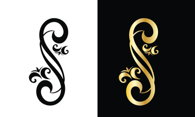 Golden and black decorative element icon.  white and black background. EPS 10