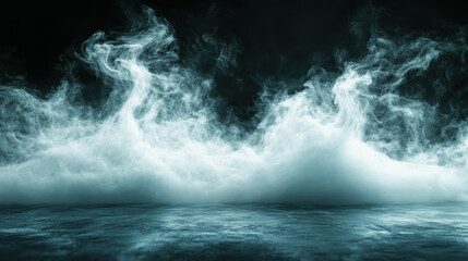 Naklejka premium Bright stadium arena lights, Smoke bombs, empty dark scene, neon light