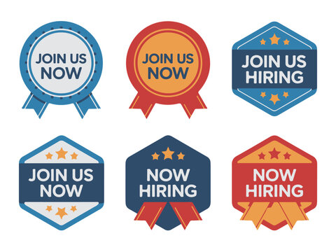 Essential vector set of job recruitment badges and labels, ideal for promoting open positions and attracting new talent to your organization