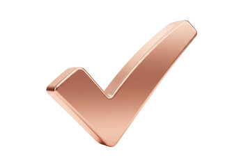 Isolated rose gold check mark symbol for verification, correct, confirmation, or approval