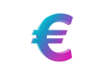 Isolated Shiny Euro Symbol with Cyan to Magenta Gradient – Finance and Money Concept