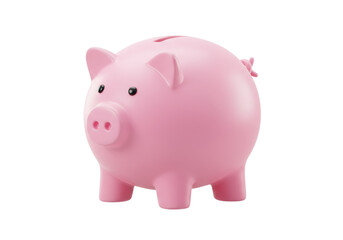 Isolated pink piggy bank standing upright and centered, a simple representation of saving money