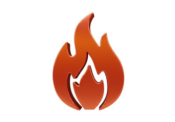 Isolated glossy red flame graphic icon, burning fire symbol of heat, danger or warning