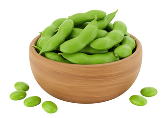 Isolated Edamame in Wooden Bowl Healthy Food Fresh Vegetable Vegetarian Snack Appetizer