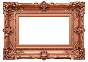 Isolated classic bronze frame, antique photo border, gallery artwork display backdrop, vintage