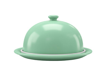 Isolated Mint Green Butter Dish with Lid for Keeping Butter Fresh and Spreadable