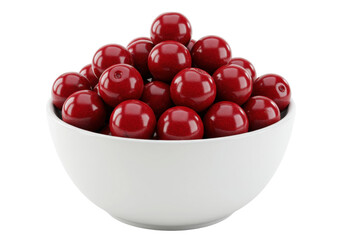 Isolated bowl overflowing with vibrant, deep-red cherries—a perfect summer treat or dessert component
