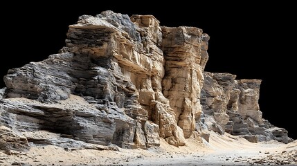 Striking Sandstone Cliffs Against Black Backdrop in Desert Landscape