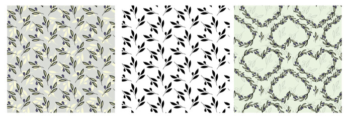 Olive branch heart frame for card or invite