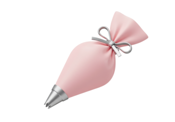 Isolated pastry bag used for decoration, 3D illustration in light pink and silver finish