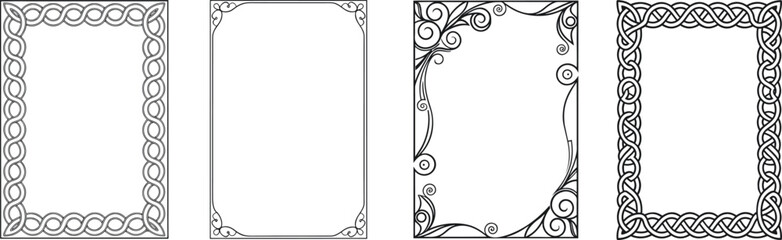 Elegant decorative border frames collection with vintage and ornamental patterns. Perfect for invitations, greeting cards, certificates, and art projects. Stylish frame set design.
