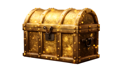 Golden Treasure Chest, isolated on transparent background
