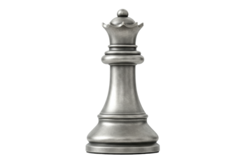 Isolated silver queen chess piece symbol of strategy skill power intellect game play