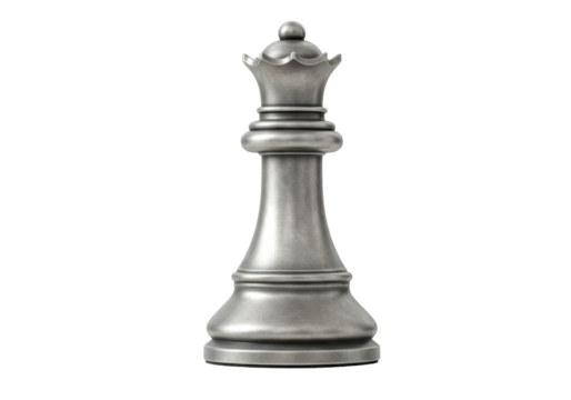 Isolated silver queen chess piece symbol of strategy skill power intellect game play