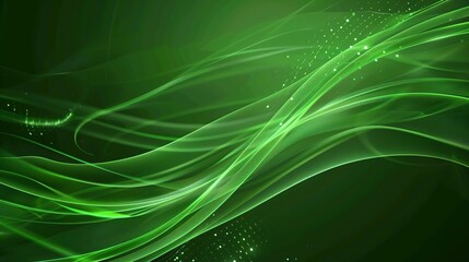 Green Minimalist Tech Wave Background Images, with fresh green as the main tone, matched with smooth tech-style wave lines, integrating elements such as low-saturation gradients and minimalist light 