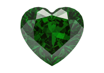 Isolated Heart-Shaped Gemstone, Emerald Precious Jewelry, Love Symbol, Shiny Treasure, Beauty
