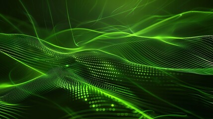 Green Minimalist Tech Wave Background Images, with fresh green as the main tone, matched with smooth tech-style wave lines, integrating elements such as low-saturation gradients and minimalist light 