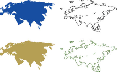  Flat Vector Illustration of Eurasia Map for Education and Design
