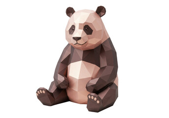 Isolated Panda Bear Low Polygon Style, Cute Animal Character Sitting with Geometric Design