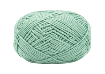 Isolated skein of green yarn for knitting, crocheting, crafts or sewing project needs
