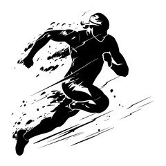 Minimalistic Flat Vector of Athletics Sport Action Featuring Athlete Sprint Running Jump on Track Field Competition