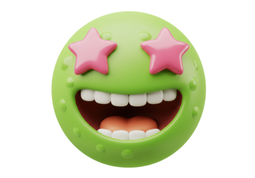 Isolated Emoji Face with Starry Eyes and Open Mouth Expression Character Expression Illustration