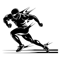 Athletics Sport Action Vector Illustration of Athlete Running Sprint Jump Track Field Competition