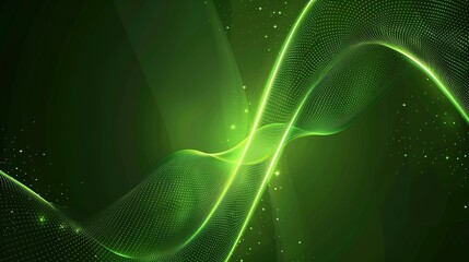 Green Minimalist Tech Wave Background Images, with fresh green as the main tone, matched with smooth tech-style wave lines, integrating elements such as low-saturation gradients and minimalist light 
