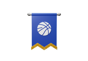 Isolated basketball pennant, a classic sports symbol for school, team or championship game