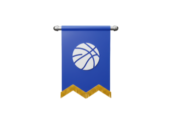 Isolated basketball pennant, a classic sports symbol for school, team or championship game