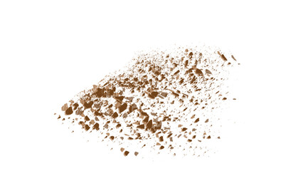 A dramatic, abstract image of a powerful dust storm or debris field against a completely black background.